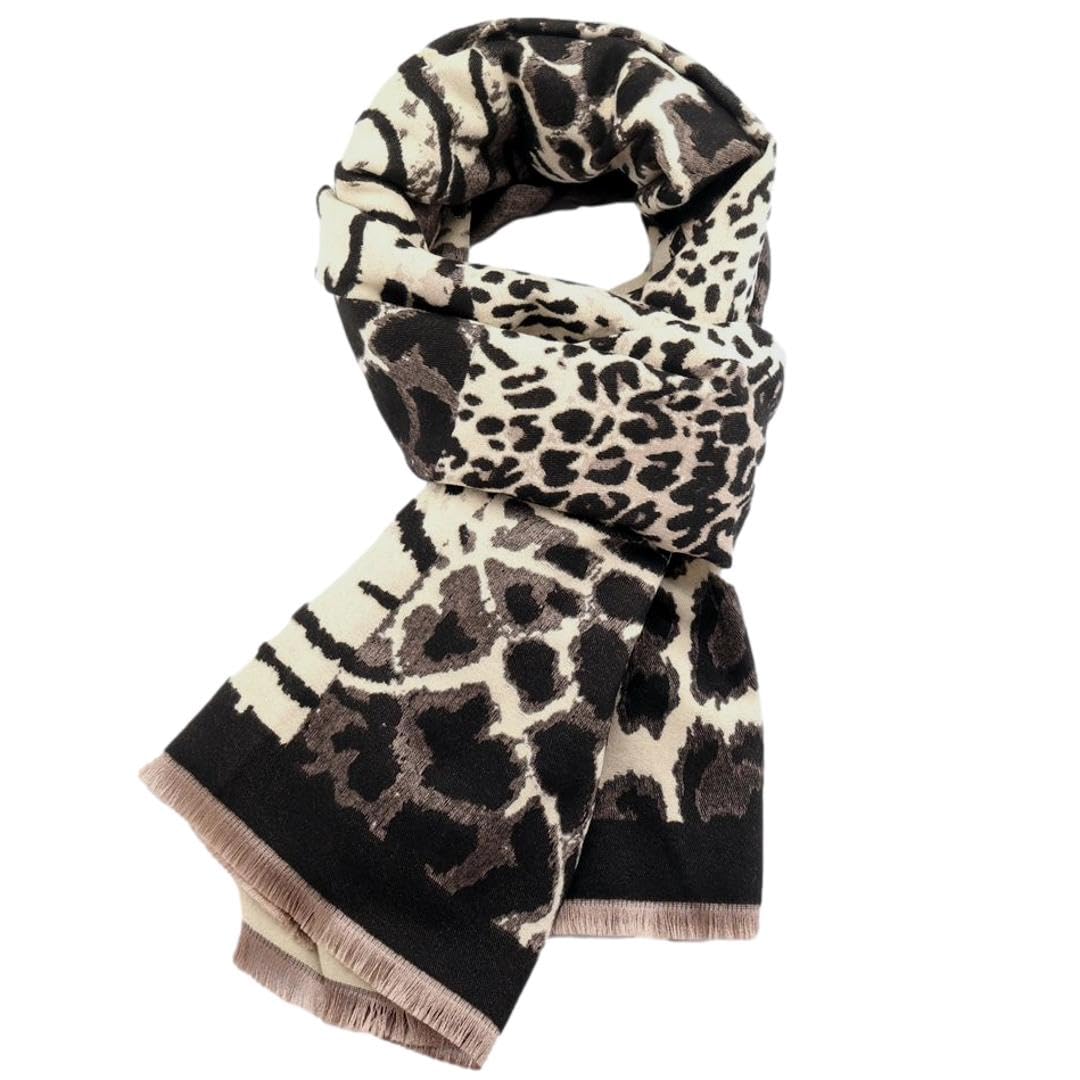 Purple Possum Black Purple Possum® Animal Print Scarf In Brown And Beige Leopard Print Warm Blanket Wrap