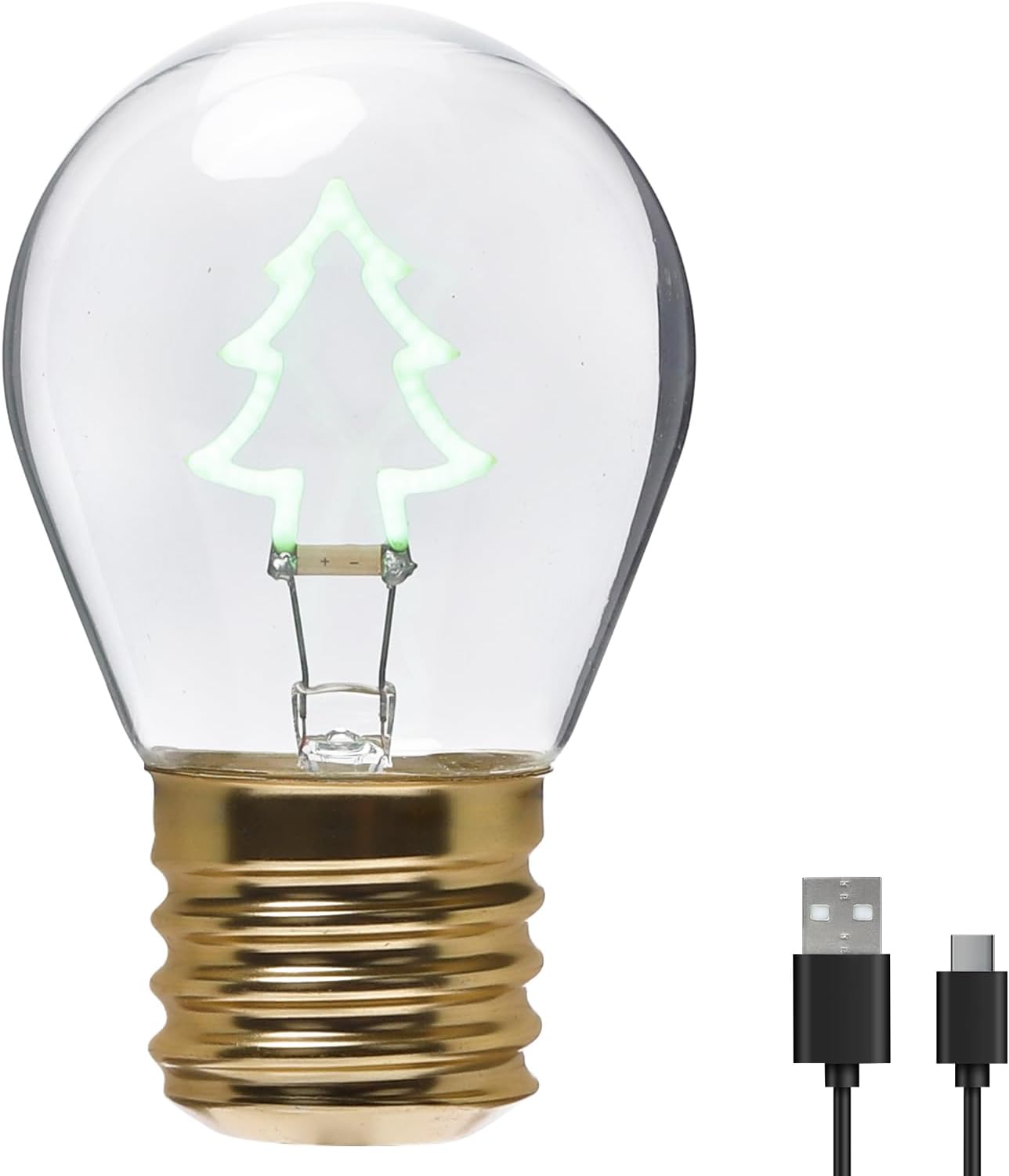 (Similar to) Christmas Tree Shaped LED Light Bulb, A68 Decorative Christmas Tree Shaped LED Edison Light Bulb, USB Rechargeable Vintage Decorative Bulb, Fancy and Design Christmas Tree Bulb for Indoor Outdoor