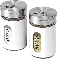 Vista 1 de Espolvoreador de Azúcar de Acero Inoxidable y Vidrio con Agujeros de Vertido Ajustables Espolvoreador de Canela Para Barra de Café, juego de 2 Blanco