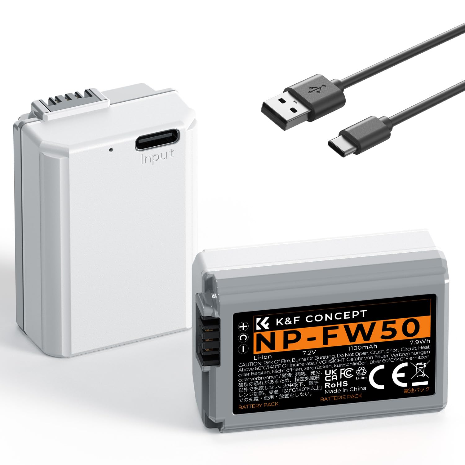 Amazon.com : K&F Concept 2 Pack NP-FW50 Battery Type-C Fast