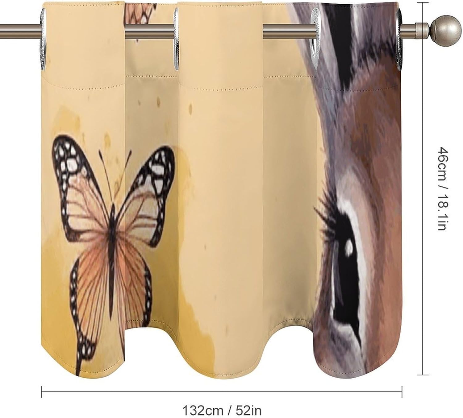 Rabbit and Butterfly Valances for Window 2 Panels. Light Filtering Curtains Farmhouse Short Small Valance.Modern Curtains for Windows Living Room Kitchen Over Sink.