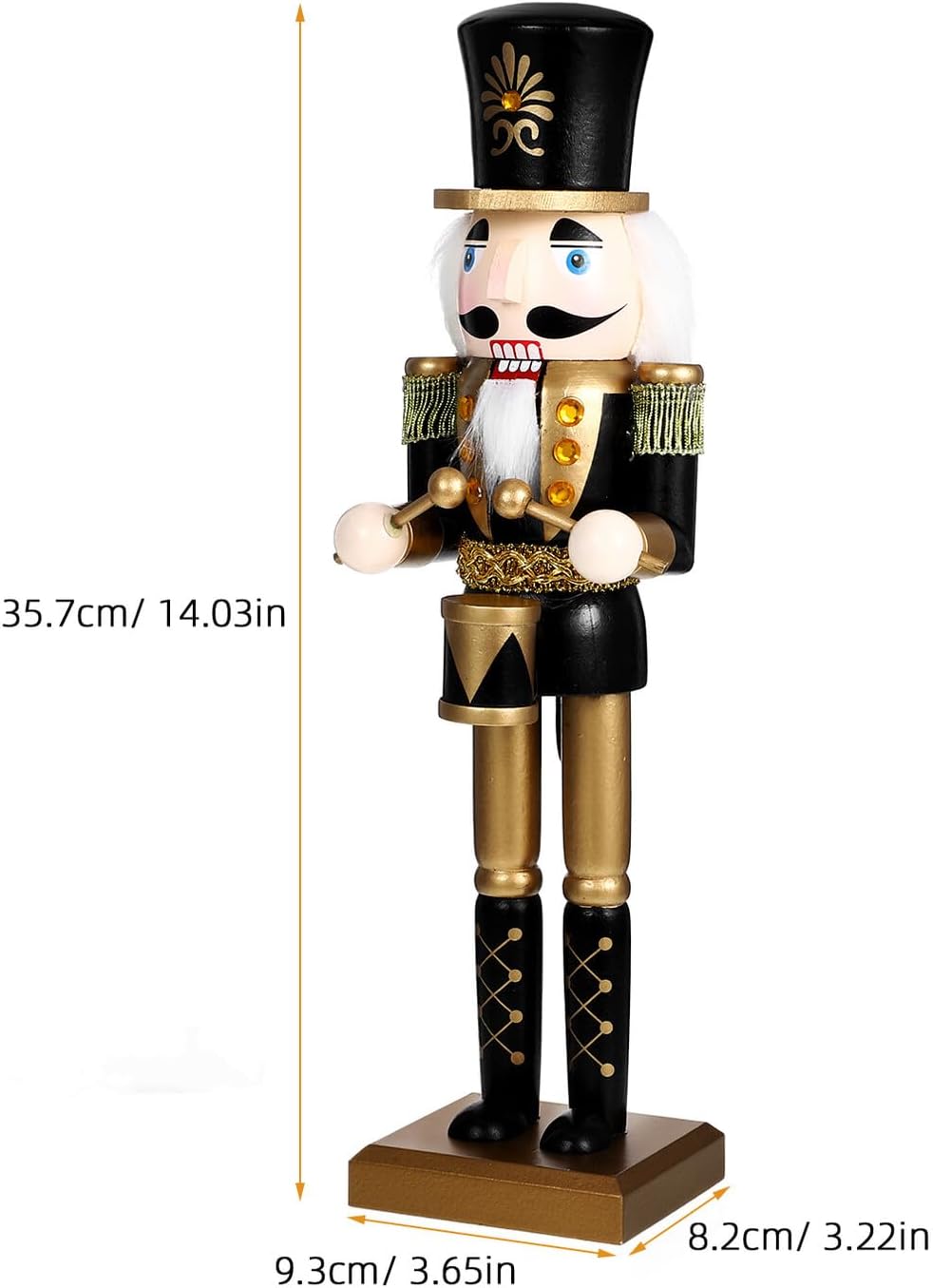 Black Gold Nutcracker Figurine 36cm Wooden Christmas Nutcracker Soldier Xmas Decor Tabletop Holiday Decoration for Home