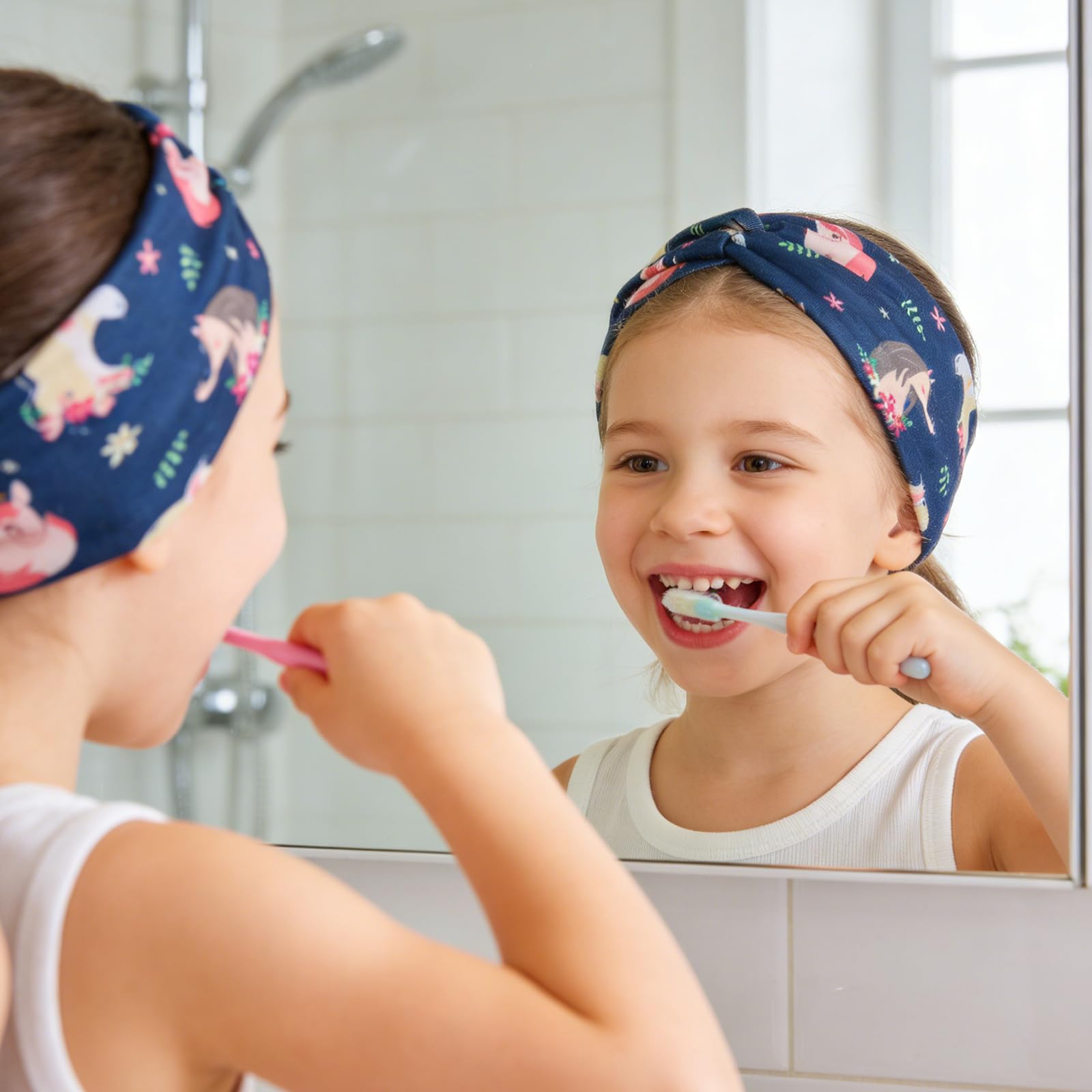 UNISUNSG 3 Stücke Mädchen Stirnbänder mit Knoten Pferde Muster Haarband Elastisches Kopfband Mädchen Geschenk für Sport Makeup - 4