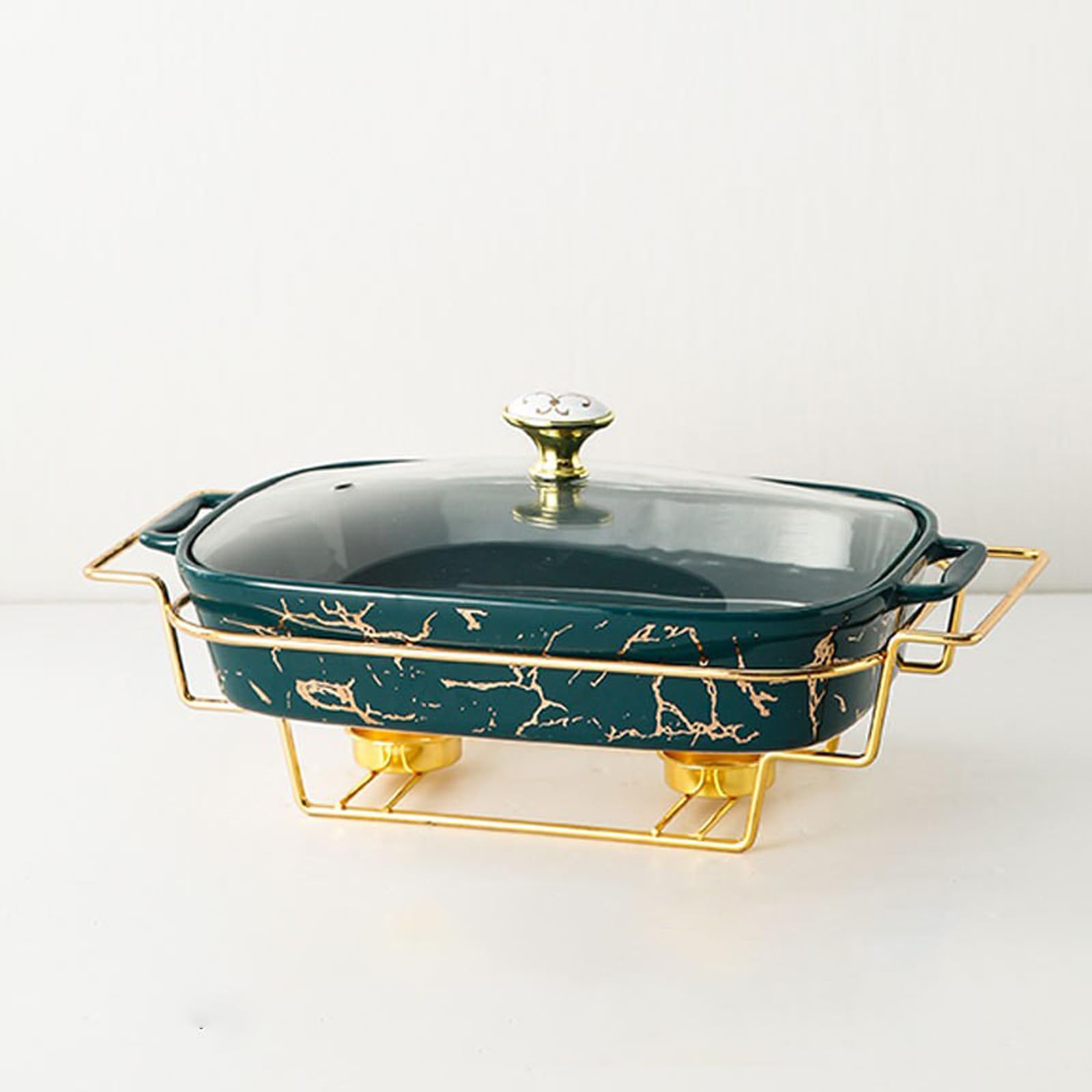 JOMRTS Chafing Dish Buffet Set, Ceramics Chafer with Imitation Marble Finish, Chafer and Buffet Warmer Set for Buffet Weddings, Parties, Banquets, Catering Events (Green)