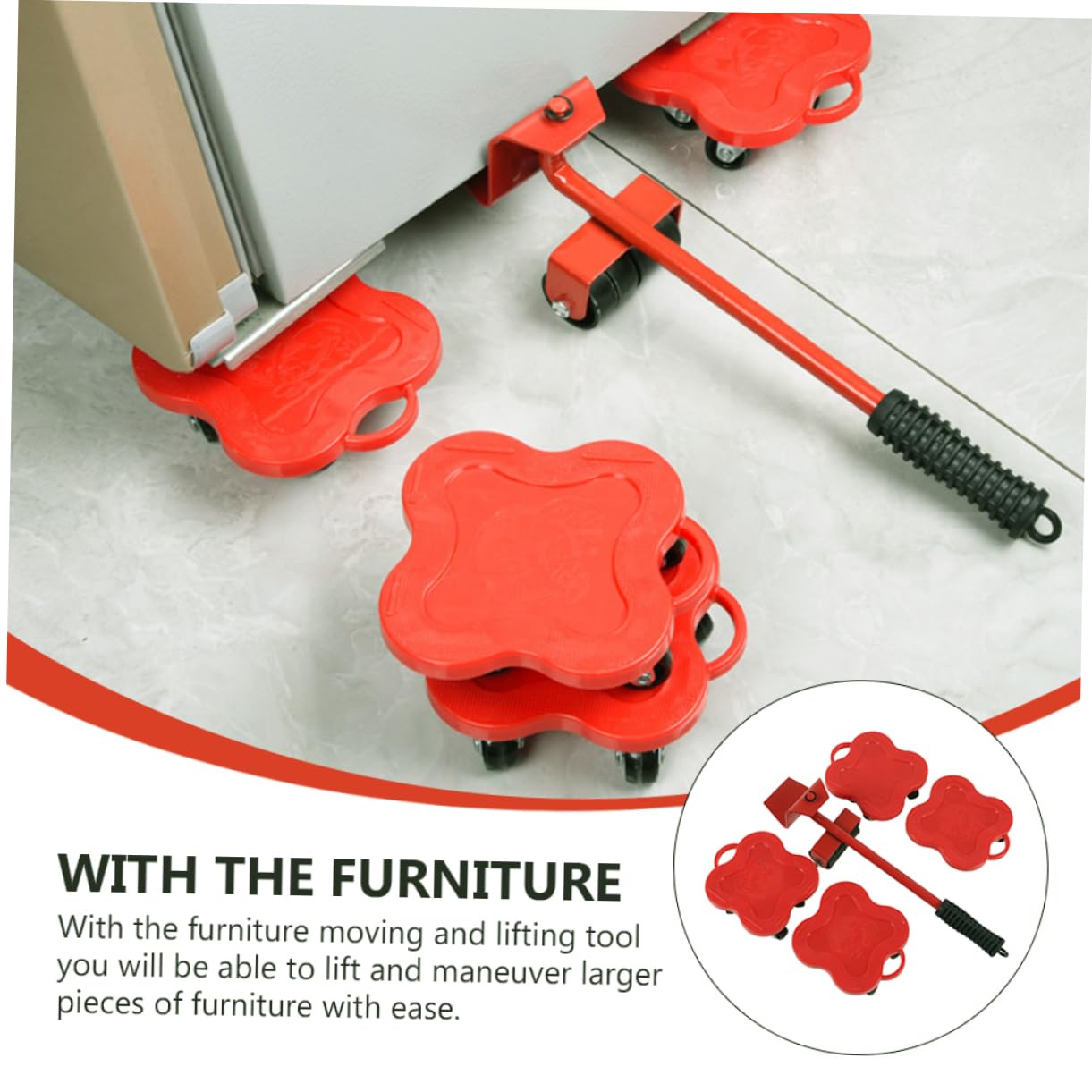 Uonlytech Kit Per Trasloco Mobili Set Di Rulli Per Traslochi Puleggia Multifunzionale Trasloco Letti Attrezzo Di Sollevamento Rosso