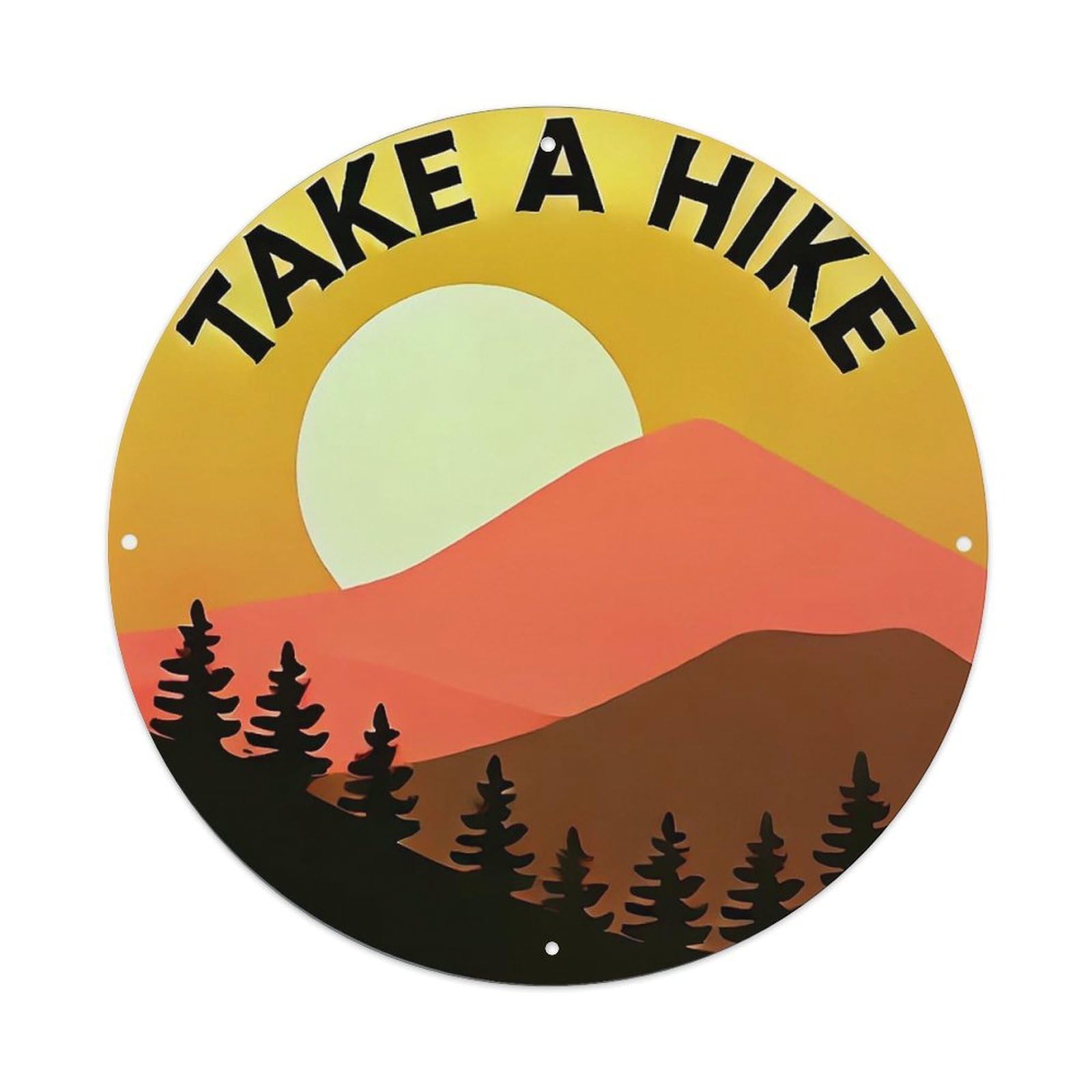 Take A Hike Mountain Sunset Scene Tin Sign Metal Poster Vintage Metal Signs for Home Man Cave Bar Cafe Kitchen laundry room Wall Decorations 8x8 inches