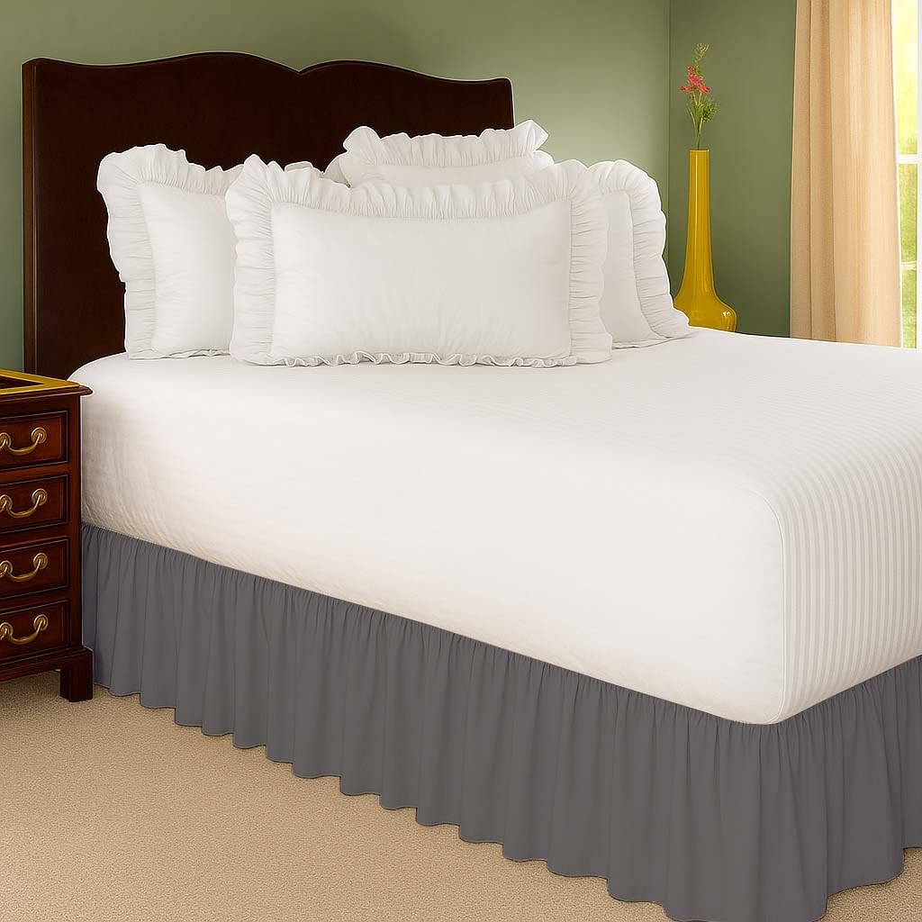 Mattress-Homes Ruffled Bed Skirt Split Corners with Platform, Tailored Fit Wrinkle Free Ultra-Soft Microfiber Dust Ruffle, Upto 10" Drop, Twin, Ivory