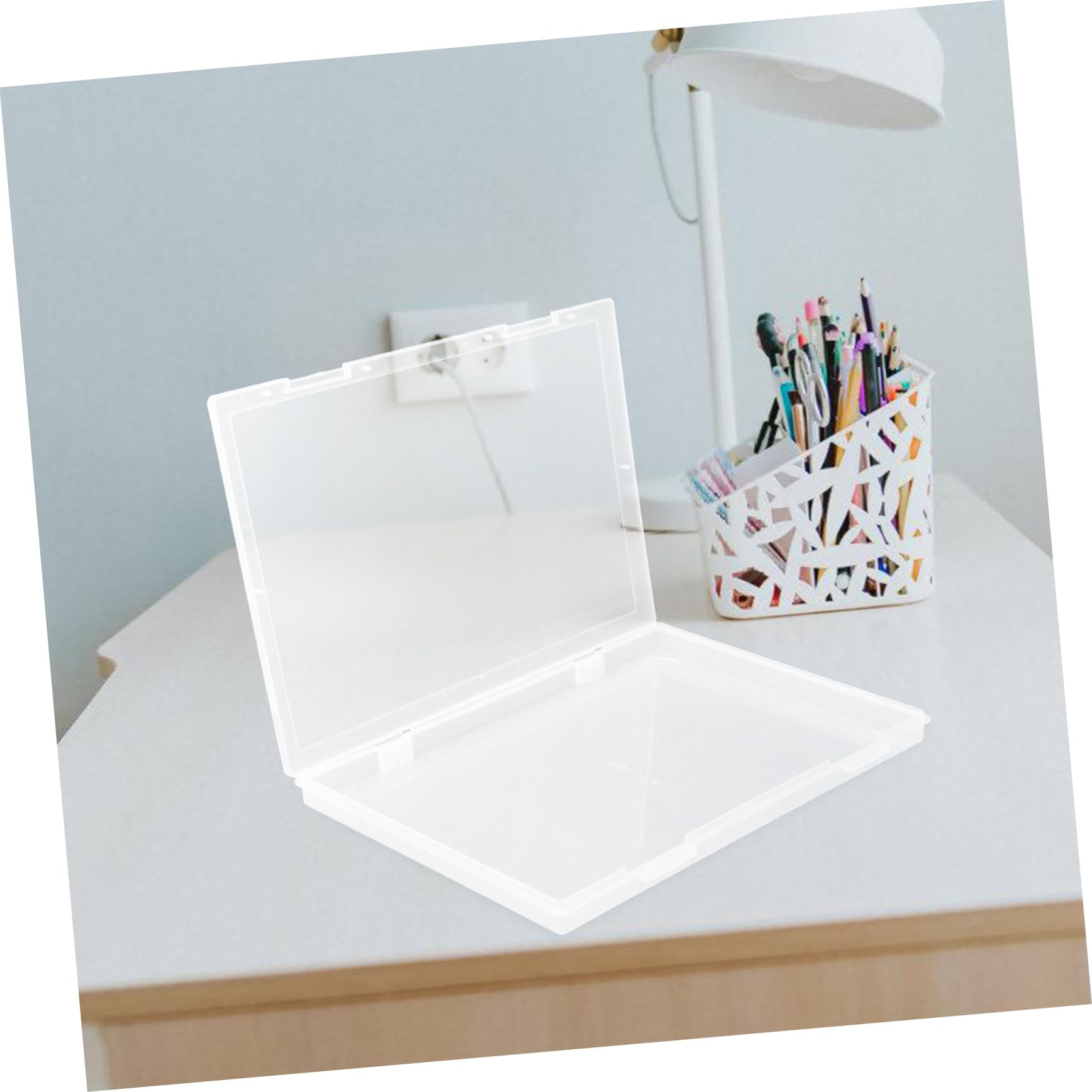 2stücke Datei-aufbewahrungsbox Mit Deckel Transparente Kunststoffbox Für Akten Fotoalben Dokumente Grußkarten Papier Und Schreibwaren Tragbarer Organizer Für Büro Und Schule