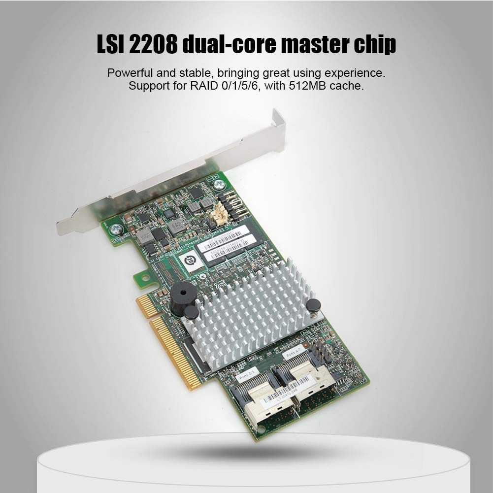 Scheda Raid Dual-Core LSI 2208, Scheda Controller Raid di Controllo Principale, 8 Porte SATA + SAS Interne, Supporto per Raid 0/1/5/6, 6 GBps 512M Raid