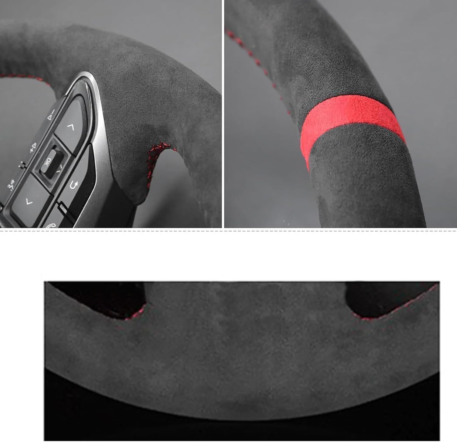 Custom Fit Hand Stitched OEM Suede Genuine Leather Carbon Fiber Car Steering Wheel Cover for Ford Focus ST RS 2015 2016 2017 2018 Focus RS 2015-2018 Interior Accessories