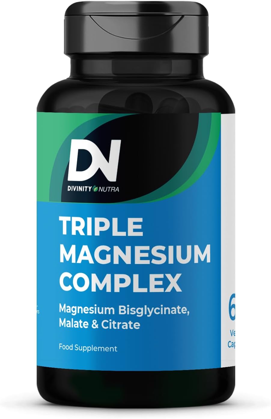 Triple Magnesium Complex 500mg 3-in-1 Supplement, Magnesium Bisglycinate, Citrate & Malate Supplement, 60 Vegan Capsules for Muscle, Heart, Immune and Relaxation Support