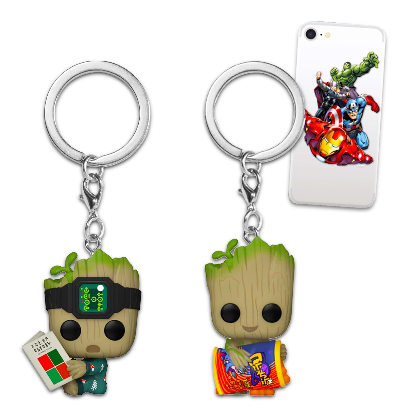 MarvelGroot Funko Pop Keychain Set - Bundle of 2 Marvel Keychain Figures of Groot Plus Bookmark | Guardians of the Galaxy Mini Figure Set for Kids, Teens