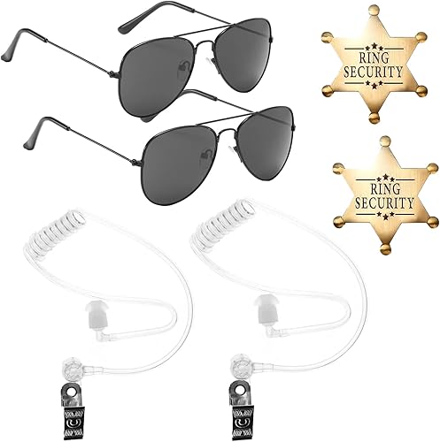 Anillo de seguridad de boda para portador de anillos de propuesta, auricular espía secreto, insignia de metal de seguridad, policía, FBI cosplay,