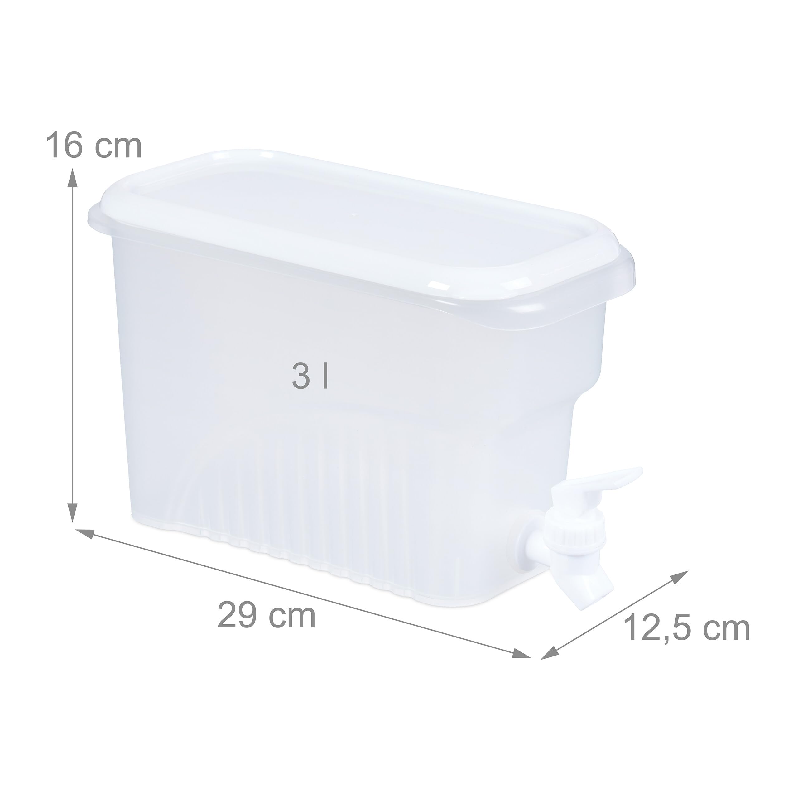 Relaxdays 2 Dispenser per Bevande, Distributore Acqua da Frigo, Erogatore Bibite 3 L, Rubinetto e Coperchio, Frigorifero