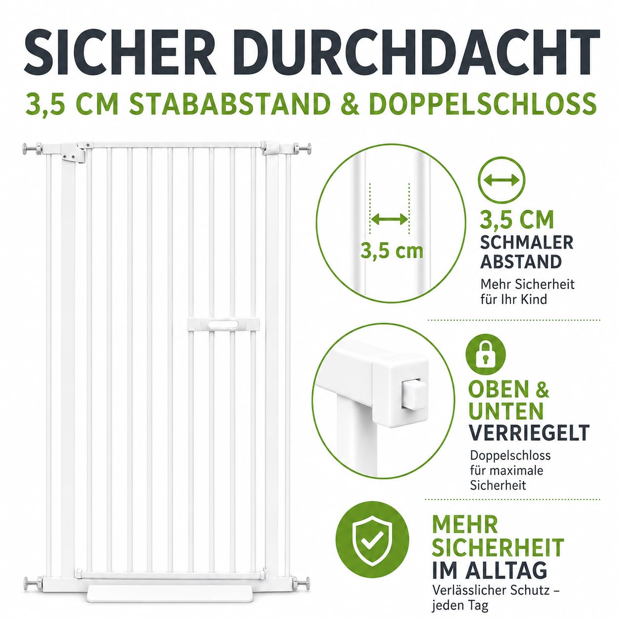Türgitter 150cm ausziehbar mit Einhandgriff und Selbstschluss