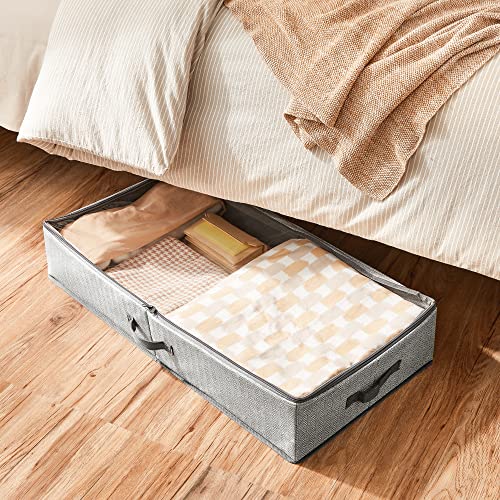SONGMICS Set of 2 Under Bed Storage, Foldable Underbed Storage Bags with Zips and Clear Window - Image 4