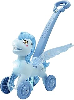 Electronic Bubble Machine,Automatic Bubble Blower with Lights | Interactive Outdoor Push Toys for Preschool Boys and Girls, Backyard, Garden, Park Woyibel