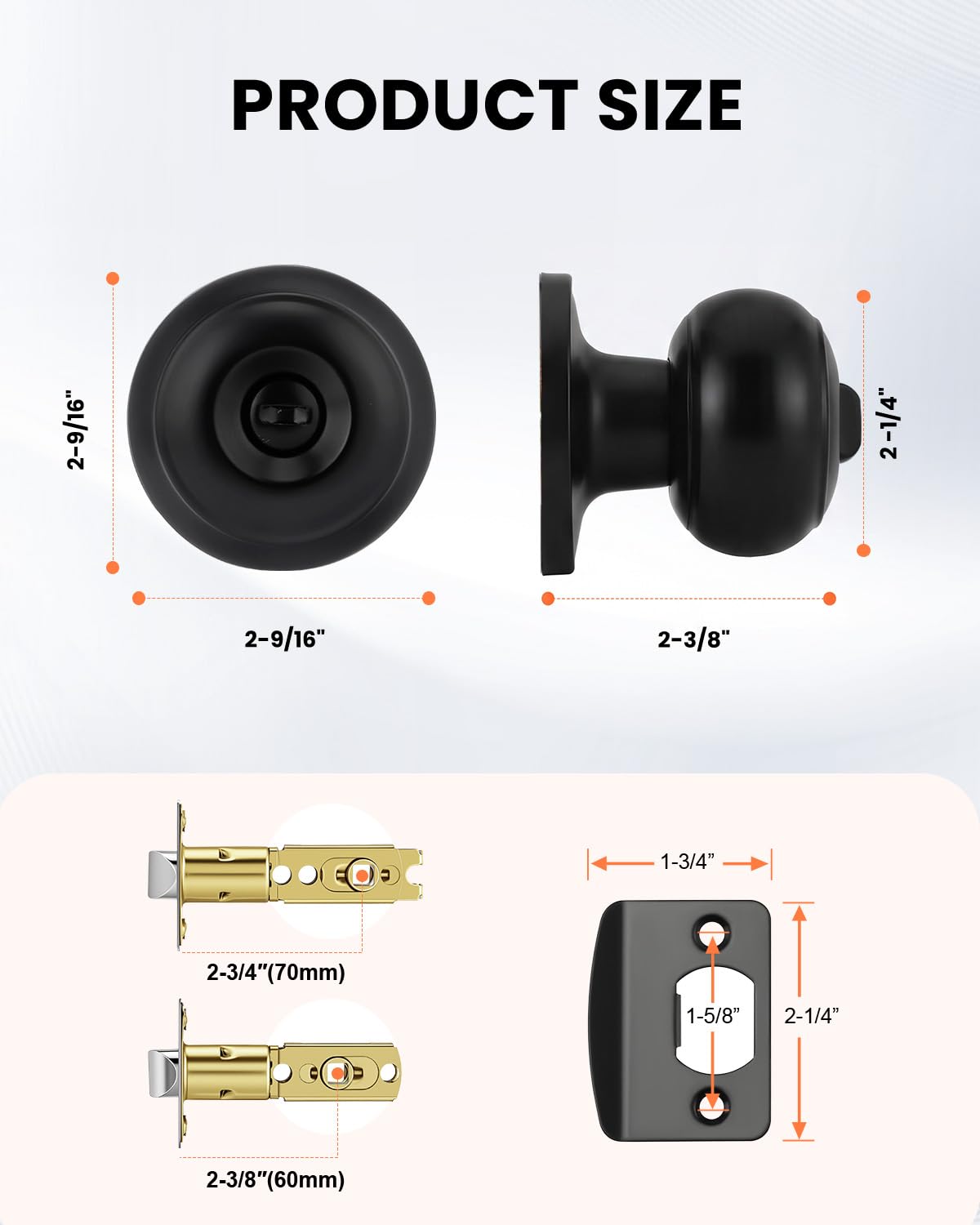 Haidms 6 Pack Matte Black Door Knobs Interior Privacy, Black Interior Door Knobs for Bedroom or Bathroom Classic Round Doorknobs Hardware — Amazon image 5