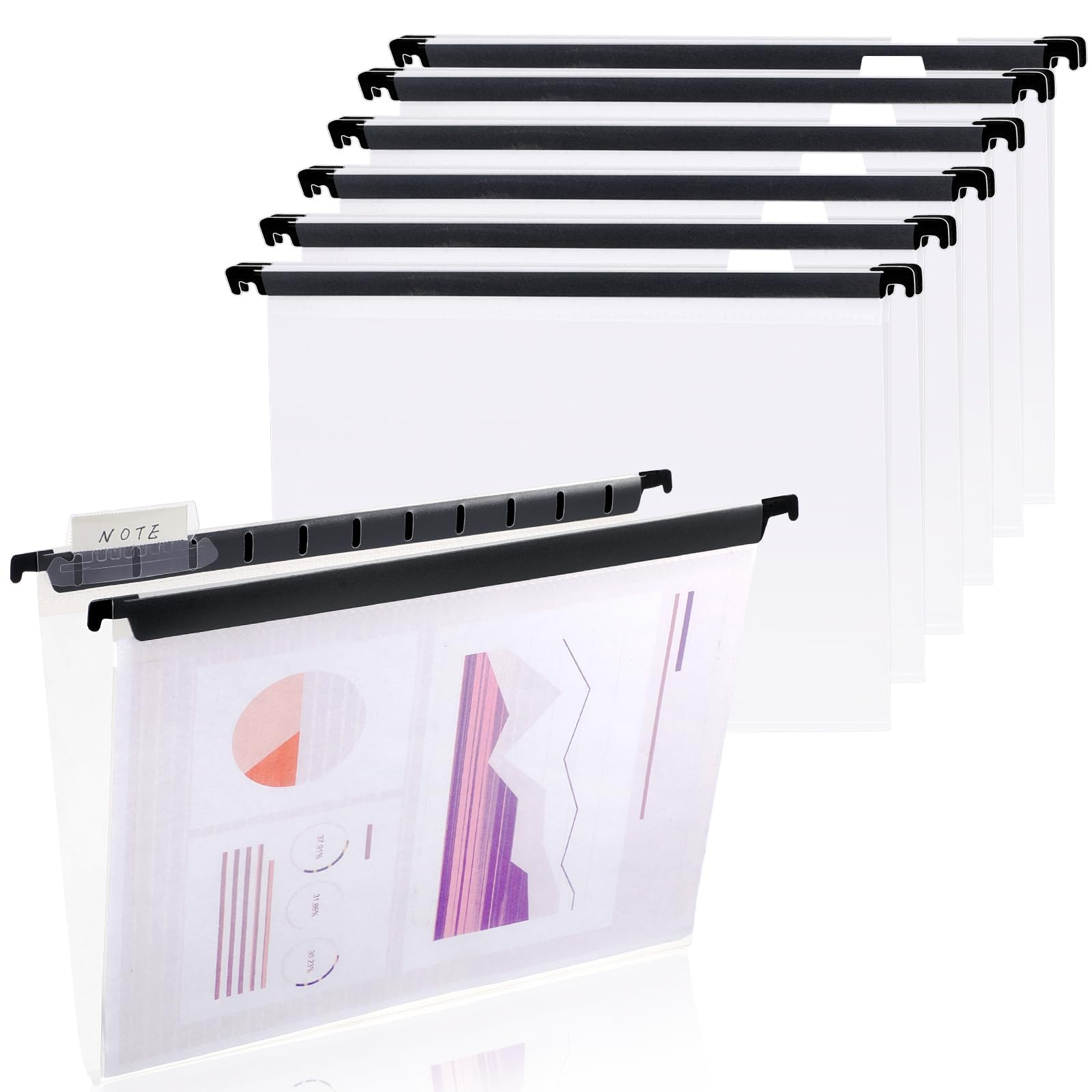 10 Pack Letter Size Clear Hanging File Folder with Tab Cabinet Dividers - Organize and Protect Your Documents - Transparent Hanging File Folder for File Cabinets Document Filing, for Office School