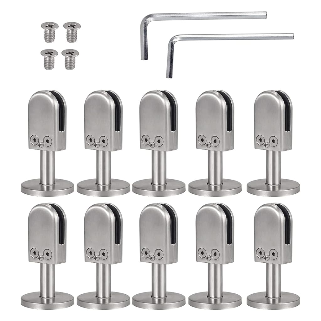 Zaciski szklane 10 szt. Zacisk podłogowy ze stali nierdzewnej 304 z płaskim tyłem do balustrad o wysokości 40-60 mm(8~10mm,40mm high)