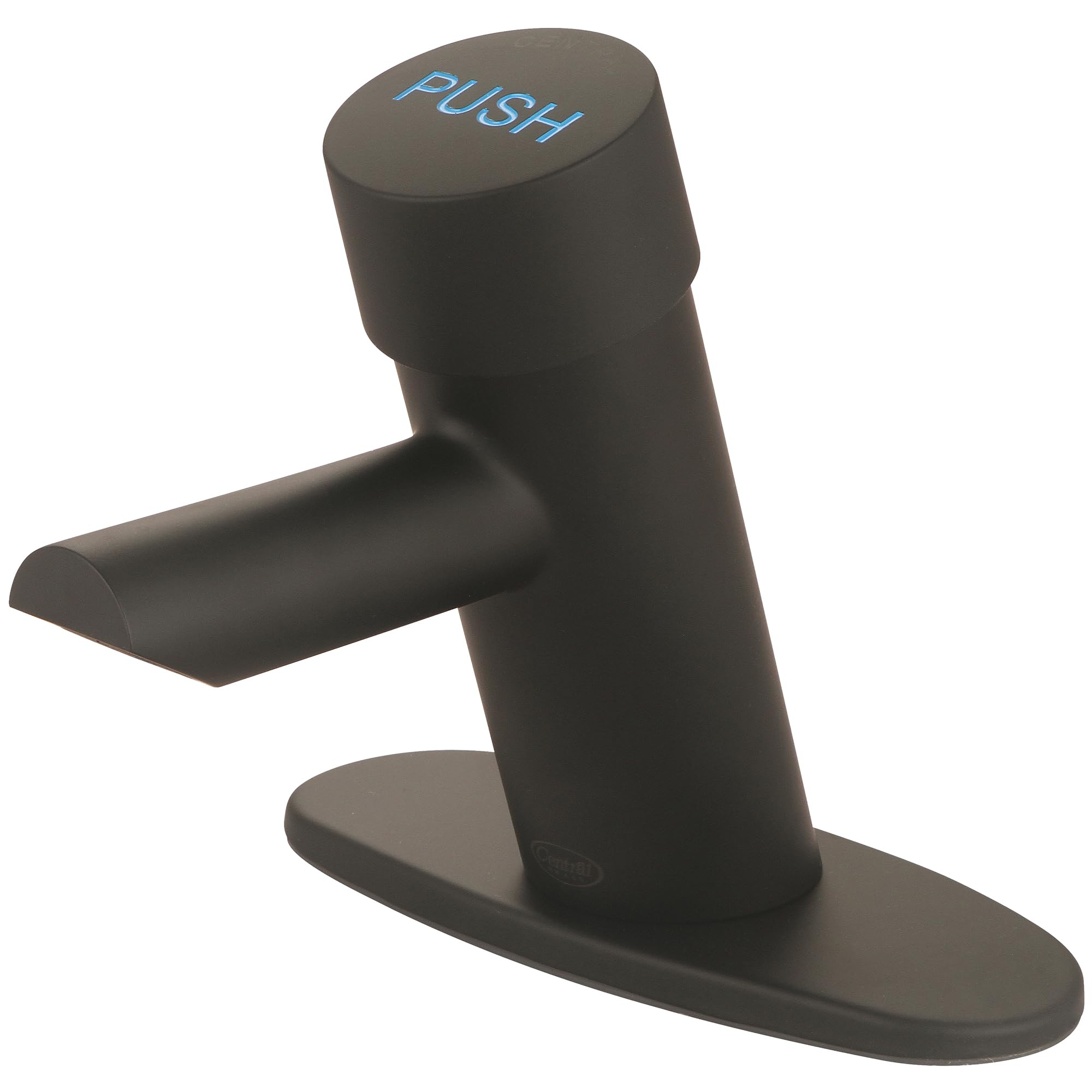 Central Brass 0357C-MB Slow-Close Single Handle Basin Metering Faucet w/Optional Deckplate Cold Water Indicator in Matte Black