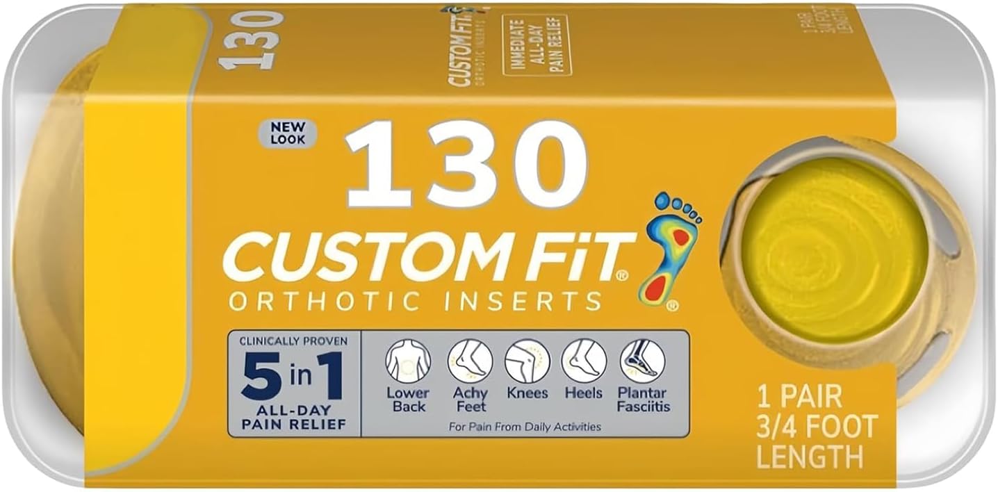 Custom Fit Orthotics 3/4 Length Inserts CF130, Arch Support Insoles for Men Women, Get Clinically Proven All-Day Relief from Lower Back, Knee, Plantar Fasciitis & Heel Pain, Achy Feet