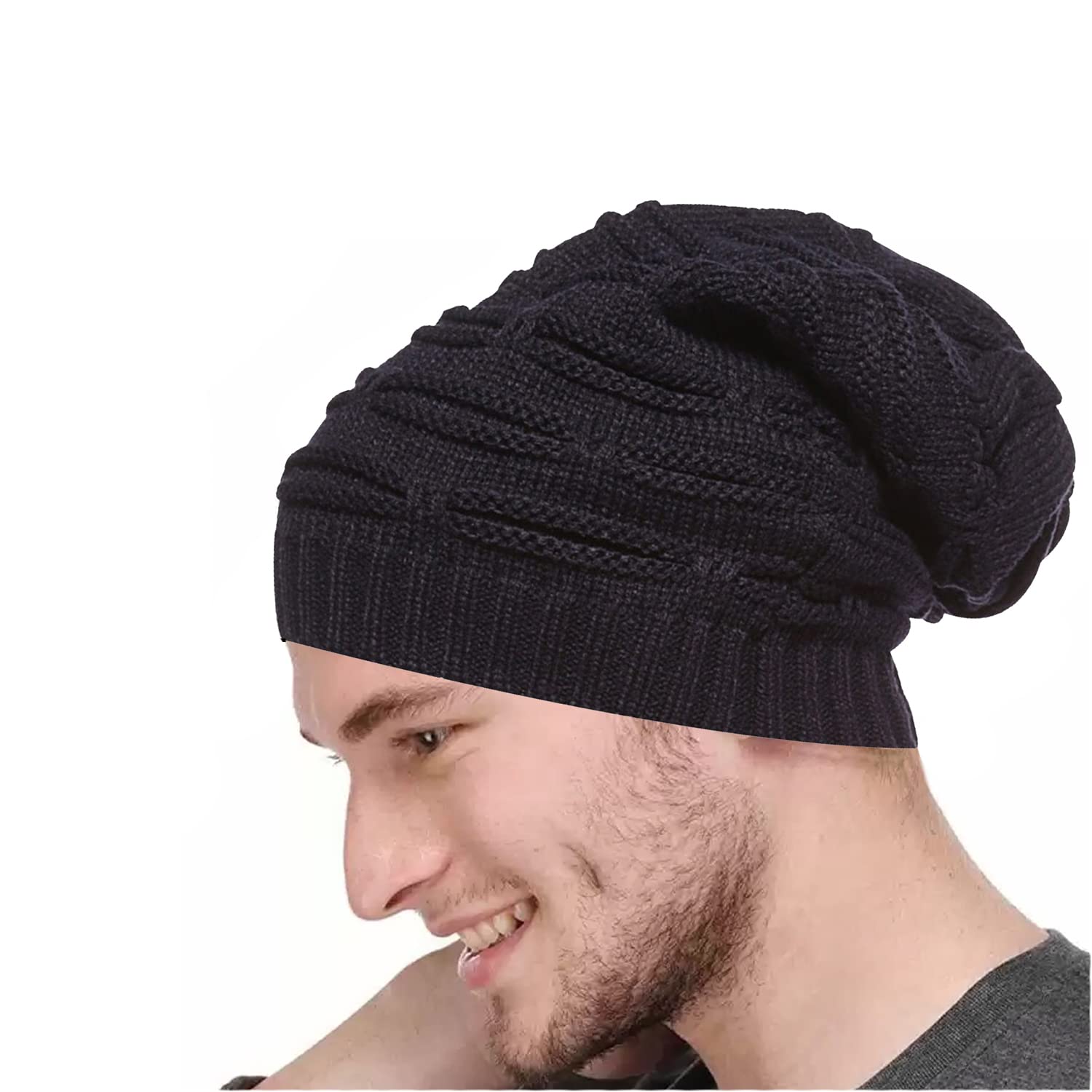 Bizarro.in Soft and Comfortable Warm Woolen Beanie Cap in Slouchy Style with Soft & Warm Fur Lining for Mens & Boys-image-45