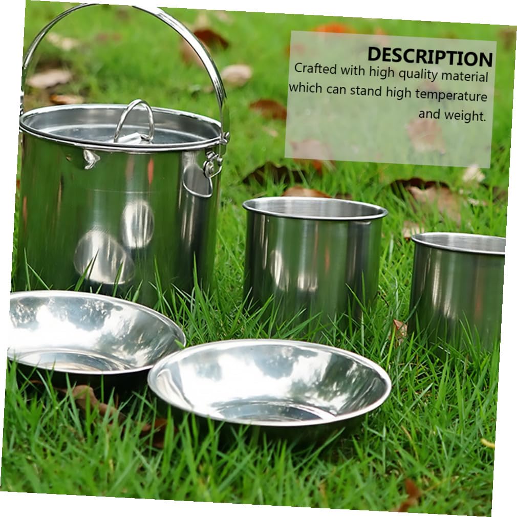Toddmomy Kit Couvert Camping Bouilloire Randonnée Ustensiles Pique- Vaisselle Extérieur Bol Cuisine