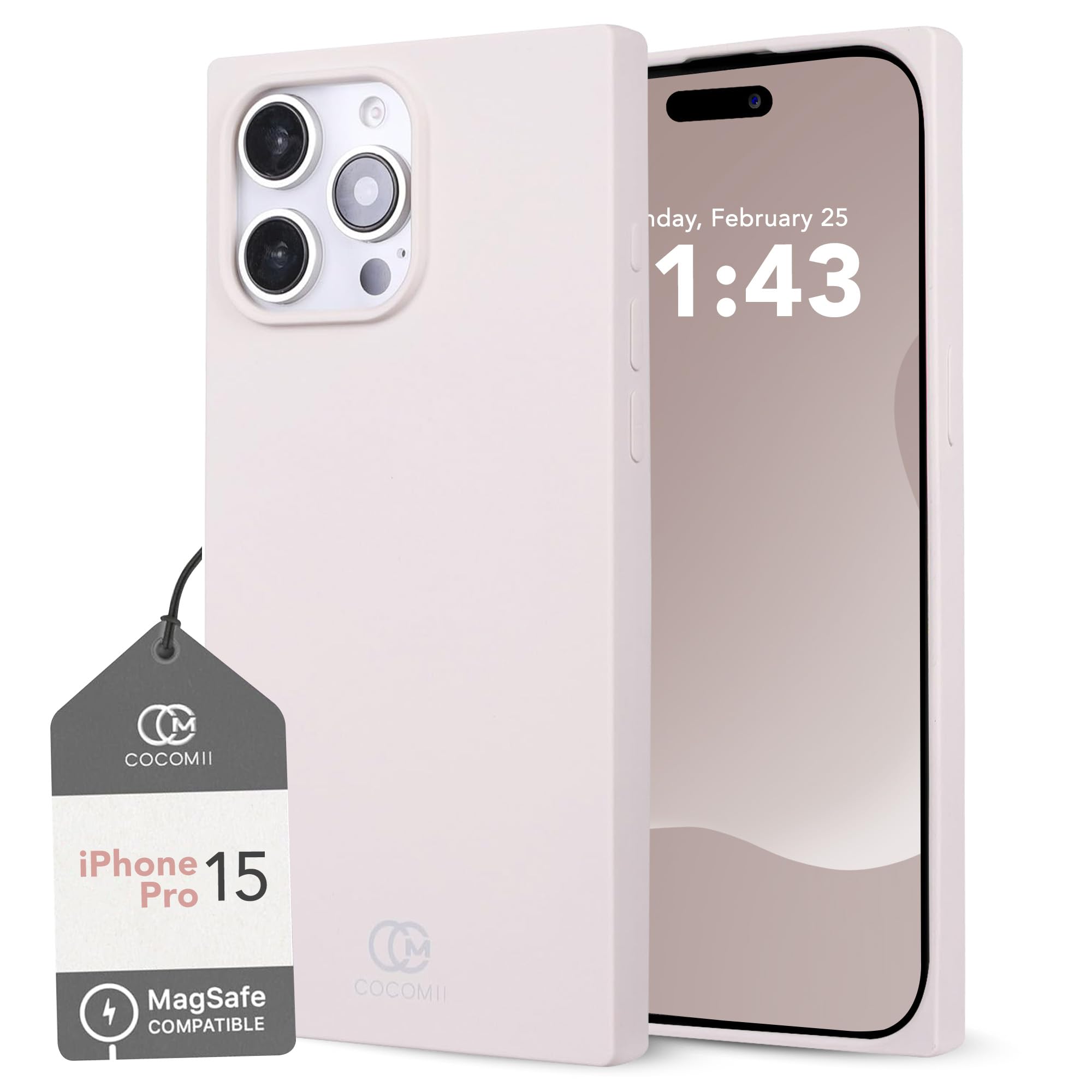 Cocomii - Rectangle Case Compatible with iPhone 15 Pro - Compatible with MagSafe, Soft Touch Silicone, Microfiber Lining, Magnetic Phone Case for