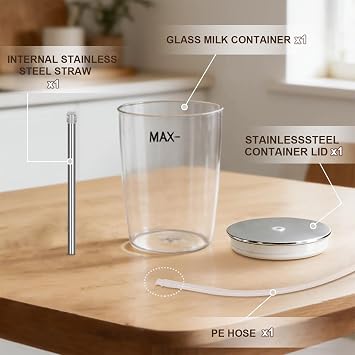 Glass Milk Container Compatible with Jura E8, S8, Z8, Z6, J6, 16.9oz