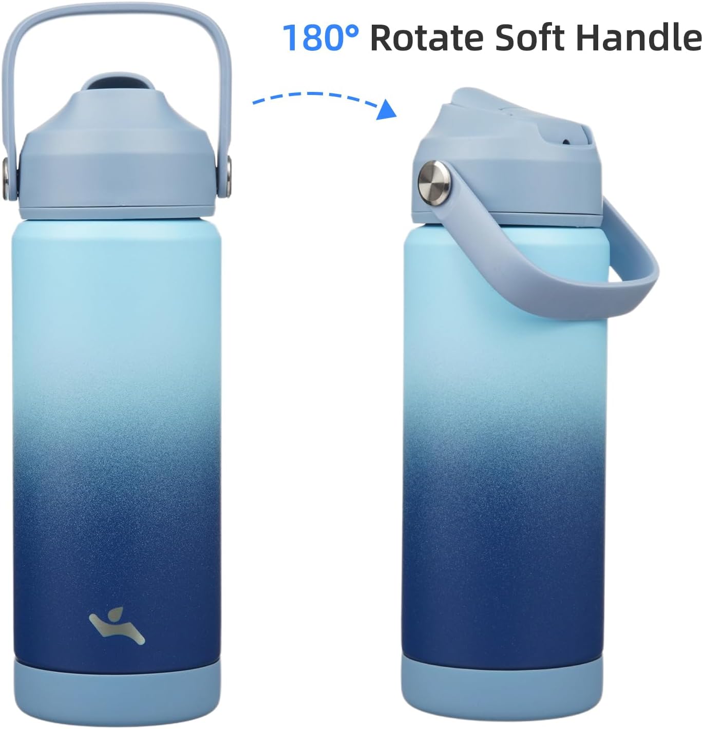 Insulated Water Bottle with Straw Lid,18 oz Stainless Steel Vacuum Metal Bottle with Silicone Handle,Sky - Image 6