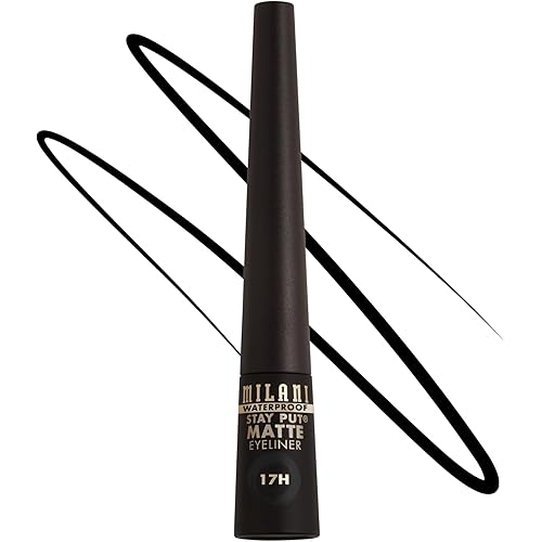 Milani Stay Put Matte Liquid Eyeliner - Black, Waterproof, 17H Wear, Cruelty-Free, Vegan, Smudgeproof, Long Lasting