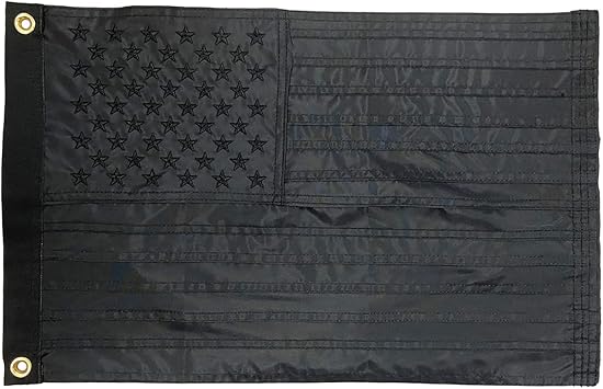 Homissor Black American Flag 12x18 All Black Flags 1x1.5 Embroidered Stars Heavy Duty Small Boat Flag Durable Nylon Sewn Strips