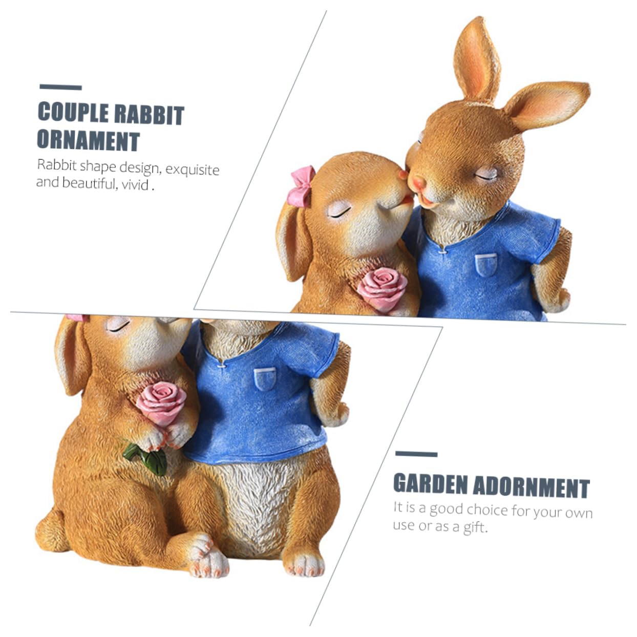 TOYANDONA Garten Deko Paar Kaninchen Figur Kunstharz für Außenbereich Niedliche Gartenskulptur für Kinder Wetterfest und Langlebig für Gartenliebhaber