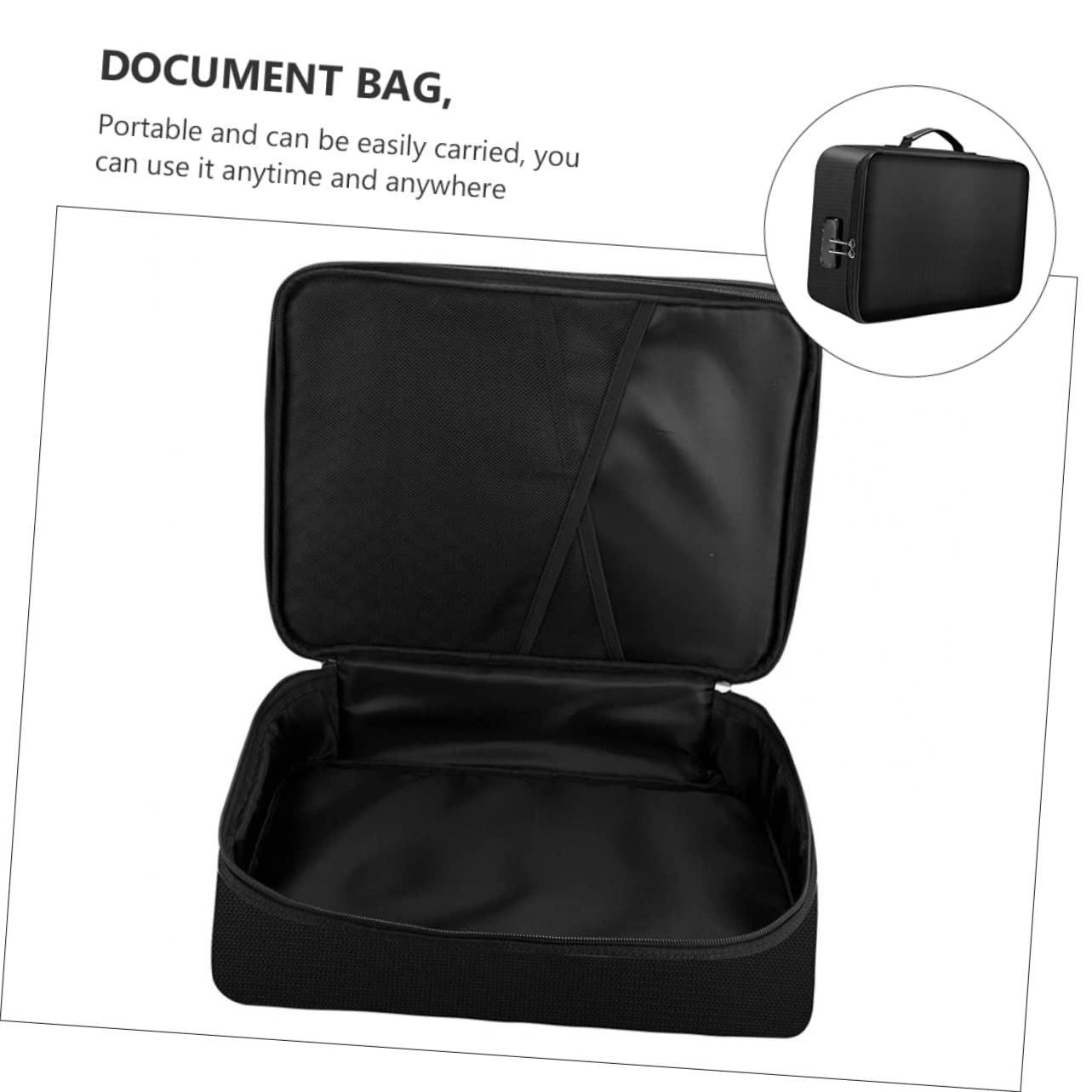 Bolsa Ignífuga para Documentos Negra, Portátil Cremallera