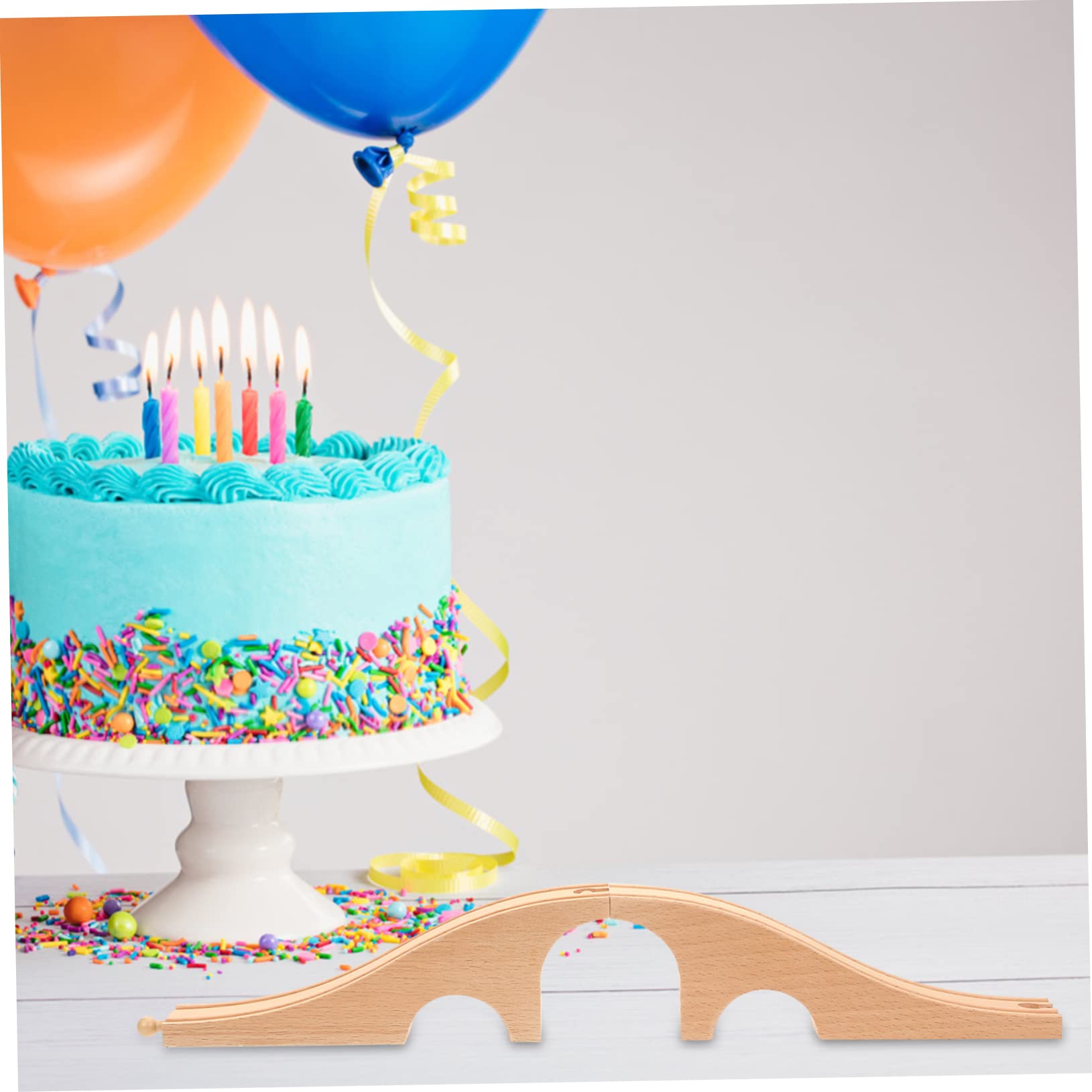 FOYTOKI 2-Piece Wooden Train Bridge Toy Model Train Accessory Set for Boys and Girls Accessories