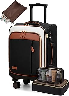 4 Pcs Carry On Luggage 22x14x9 Airline Approved 20 Inch Underseat Carry on Suitcase for Women Men Softside Travel Luggage with Spinner Wheels and TSA Lock