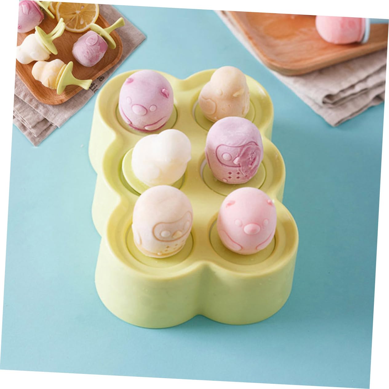 SHOWERORO 4juegos Moldes De Silicona Para Helados De Formas De Animales Perfectos Para Hacer Paletas y Postres Fríos Material Seguro y Duradero Para Verano y Fiestas Infantiles