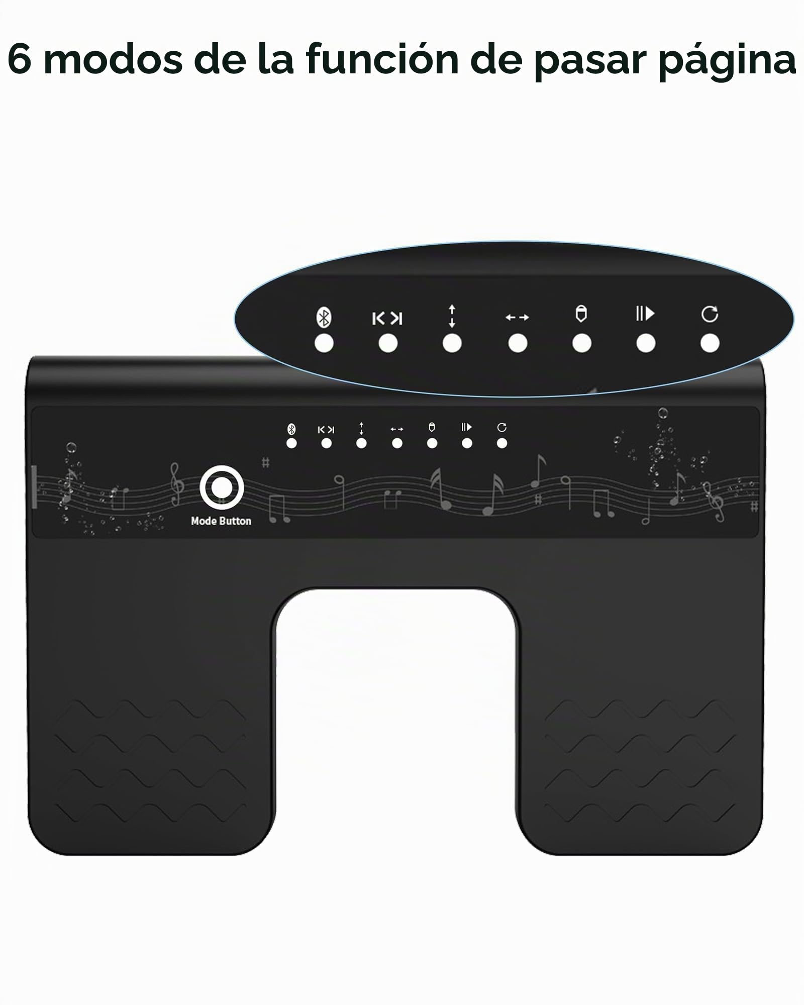 Pedal Cambiador de Páginas Bluetooth: Interruptor de Pie de Bluetooth 6 Modos para Tablet, Smartphones, Recargable, Silencioso para Músicos, Pianistas, para Tocar Instrumentos o Prompts (ABS)
