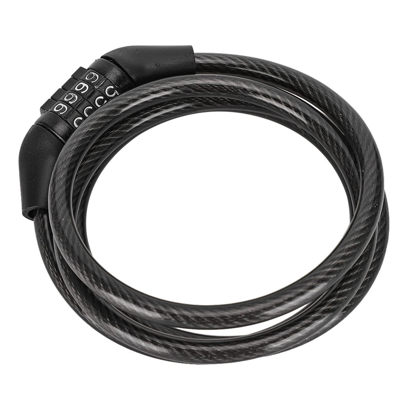 Generic Bike Lock 4 Digit Security Anti Thief Easy Use for Outdoor Cycling Steel Cable Lock 0.98" X 55" PVC Material