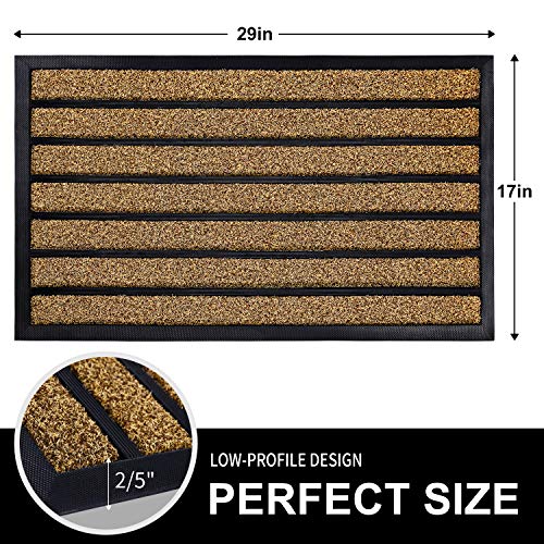 Buganda 2-Pack Durable Rubber Striped Door Mat, Indoor Outdoor, Heavy Duty Easy Clean Doormat, Non-Slip Floor Mat for Entry Patio(17”x 29”, Brown) - Thumbnail 3
