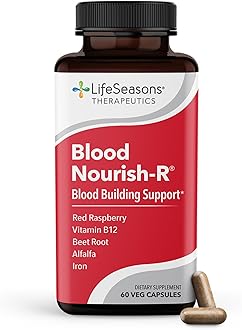 Blood Nourish-R - Iron Deficiency Supplement - Supports Anemia, Fatigue, Paleness & Dizziness - No Constipation - Blood Building - Iron, Alfalfa, Raspberry & Vitamin B-12-60 Capsules