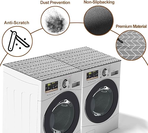 Miniatura 3 de 2 fundas para lavadora y secadora para la parte superior, protector superior a prueba de polvo, tapete protector superior antideslizante para