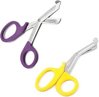 2 PCS (Yellow & Purple) Paramedic Utility Bandage Trauma EMT EMS Shears Scissors 7.25 INCH Stainless Steel (PC Brand)