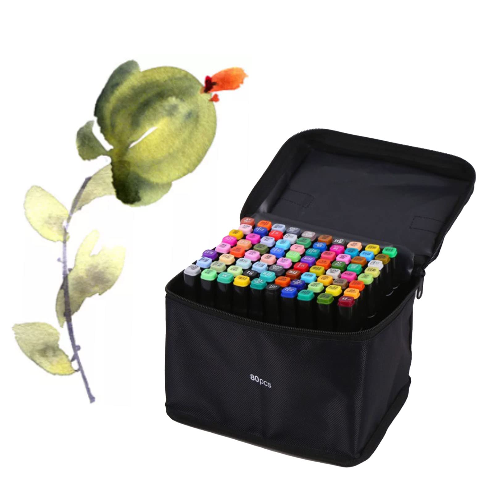 80 Farben Alkohol-Marker, Doppelspitzen-Marker-Set, schwarzer Stiftkörper, DIY-Farbmischung, tragbare Kunst-Farbmarker-Set zum Malen, Zeichnen, Zeichnen