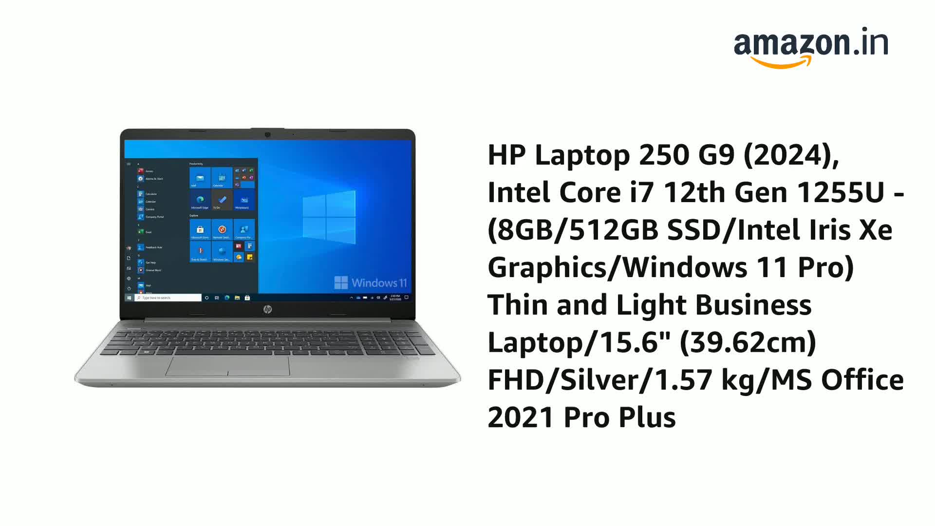 HP Laptop 250 G9 (2024), Intel Core i7 12th Gen 1255U - (8GB/512GB