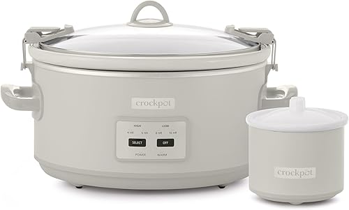 Miniatura 1 de Crock-Pot Olla de cocción lenta de 7 cuartos de galón con control táctil, 4 ajustes preprogramados, cerámica extraíble y tapa de bloqueo, champiñón