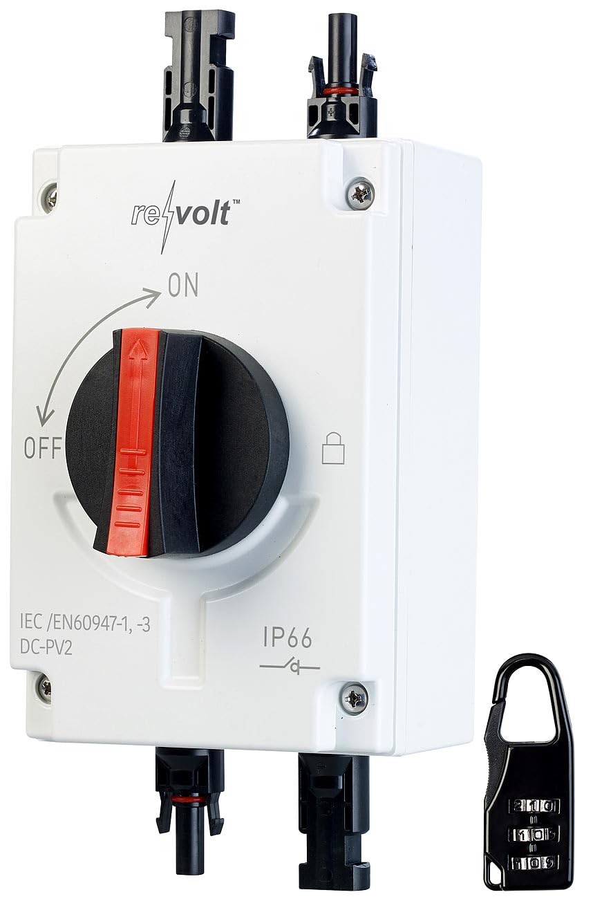 revolt interruttore solare: DC-Interruttore, per impianti fotovoltaici, 4 poli, fino a 1.200 V (di separazione DC per impianto da balcone, impianto PV, solare)