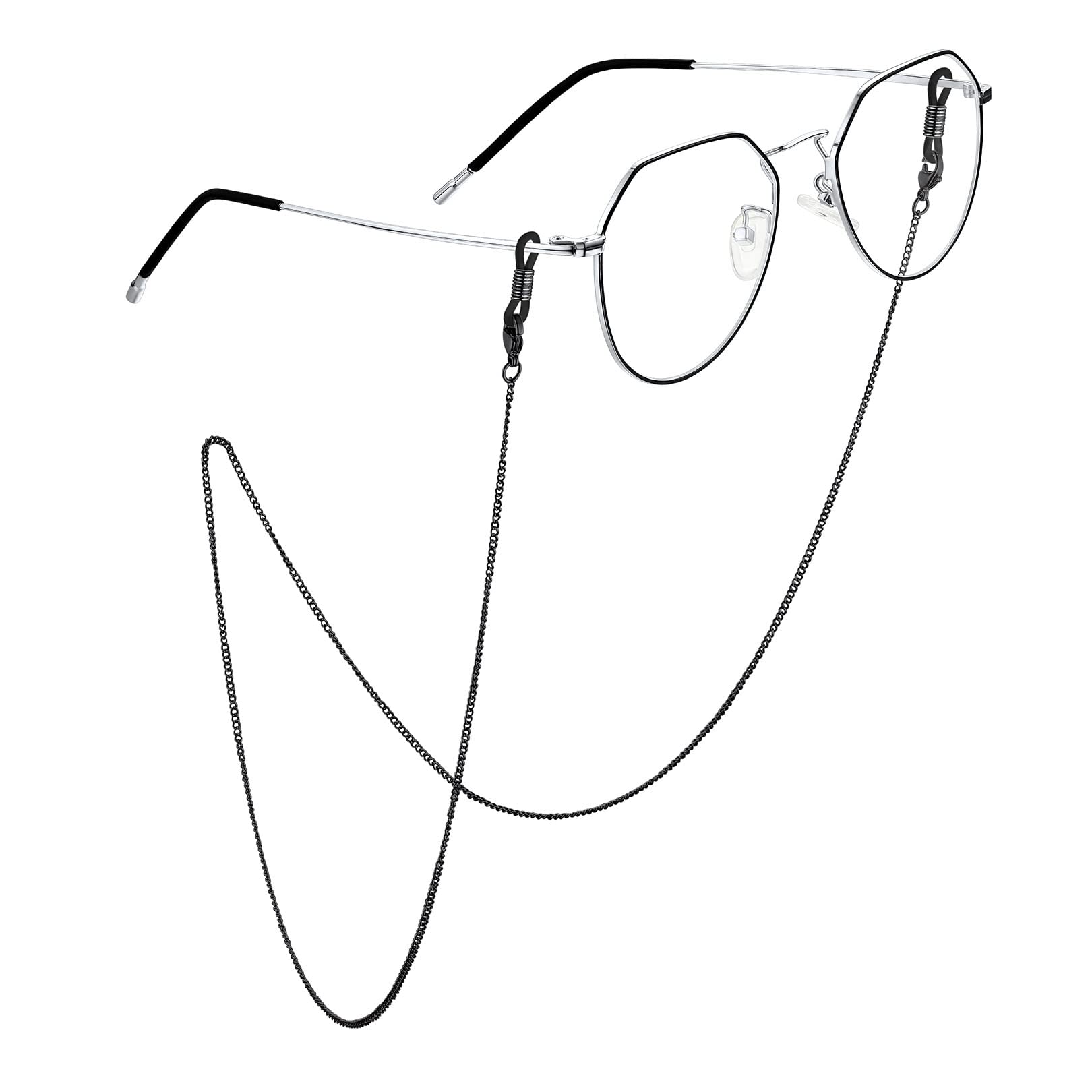 FOCALOOK Cadena de gafas de acero inoxidable, chapado en oro para mujer, hombre, diseño clásico elegante