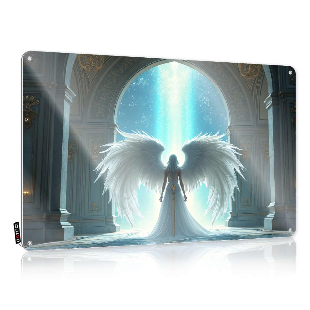 Metal Wall Decoration Gorgeous Vintage Wall Art, Statue Retro Maid Of Honor Gift Tin Sign For Home Bar | 8x12 Inch Angel With Wings Standing In Front Of An Ornate Archway. Perfect(20X30CM)